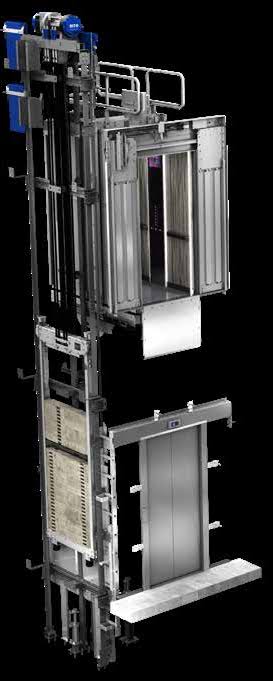 Estructura de cubo de elevador residencial EPCCSA con cabina de acero inoxidable y puerta de piso
